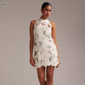 ASOS DESIGN Ivory 3D Floral Shift Mini Dress, size 4
